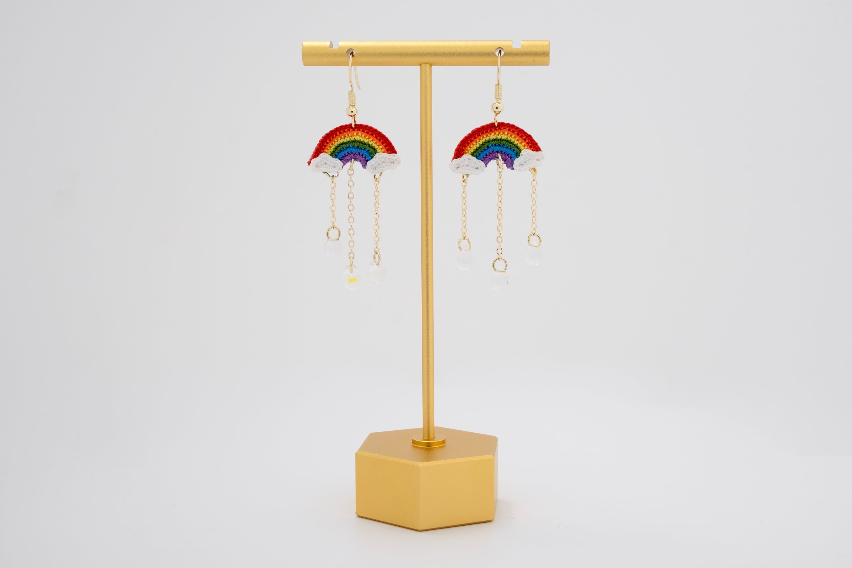 Rainbow Dreams: Crochet Cloud Dangle Earrings
