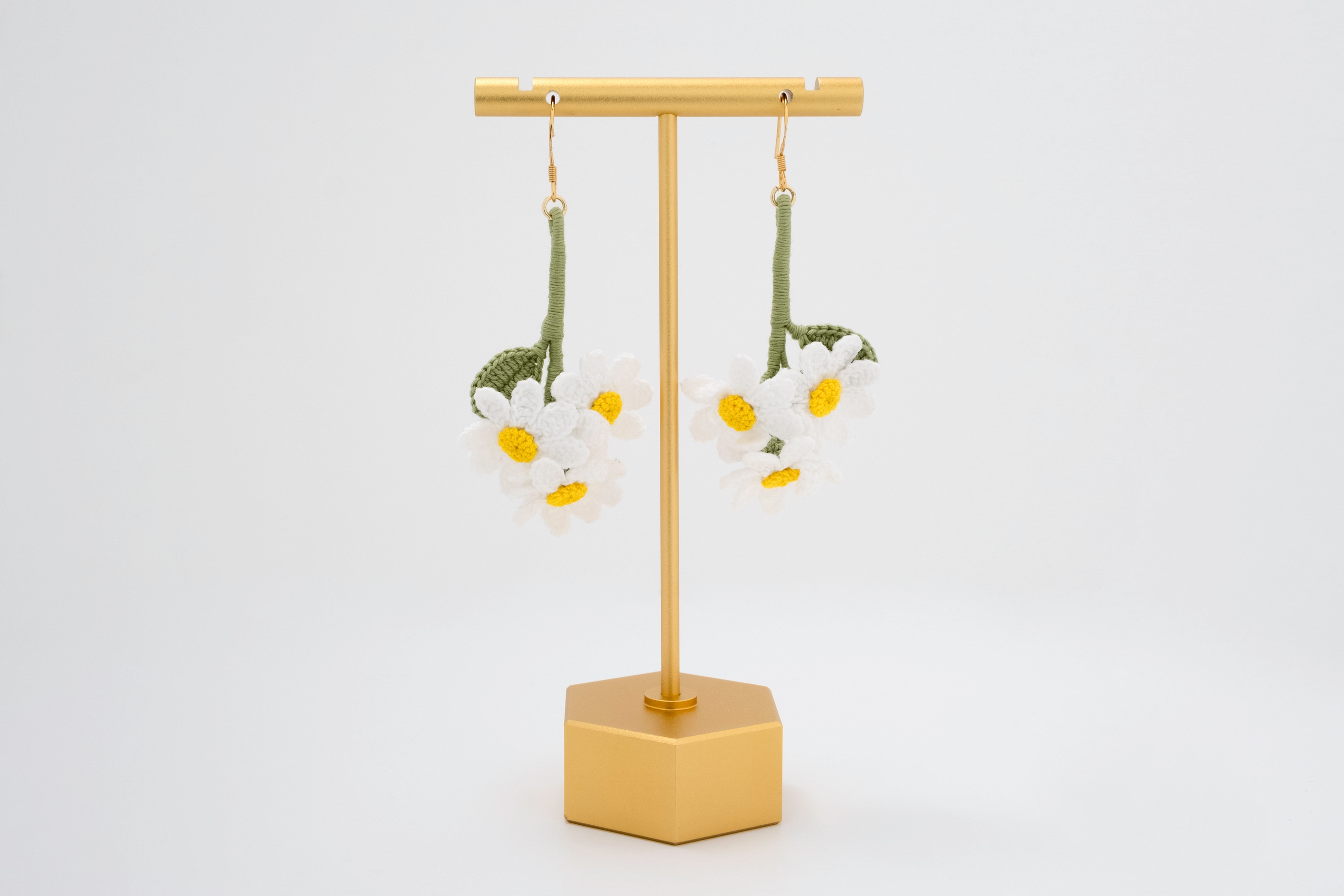 Daisy Dangle: Hand-Crocheted Cotton Earrings