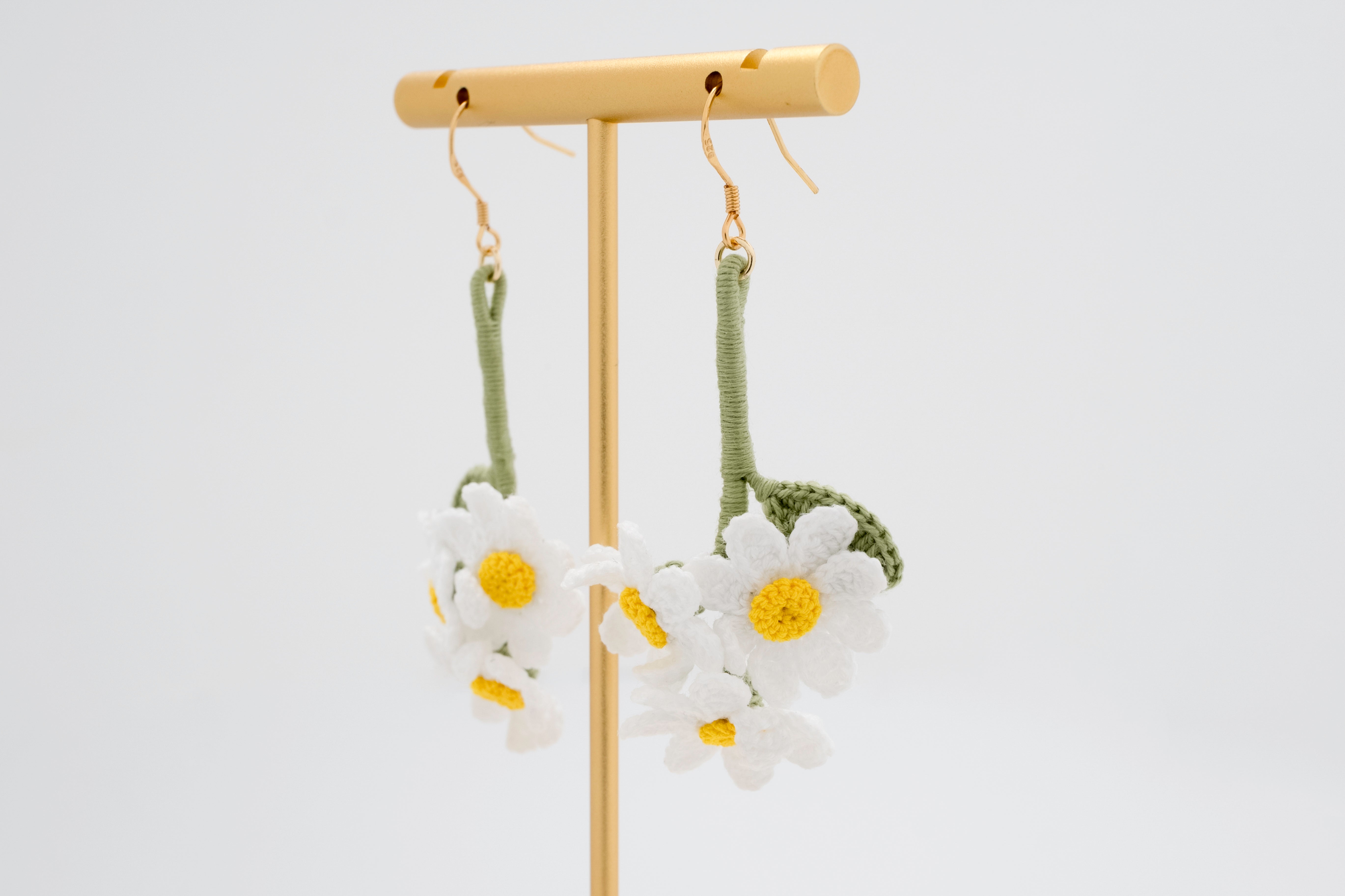 Daisy Dangle: Hand-Crocheted Cotton Earrings
