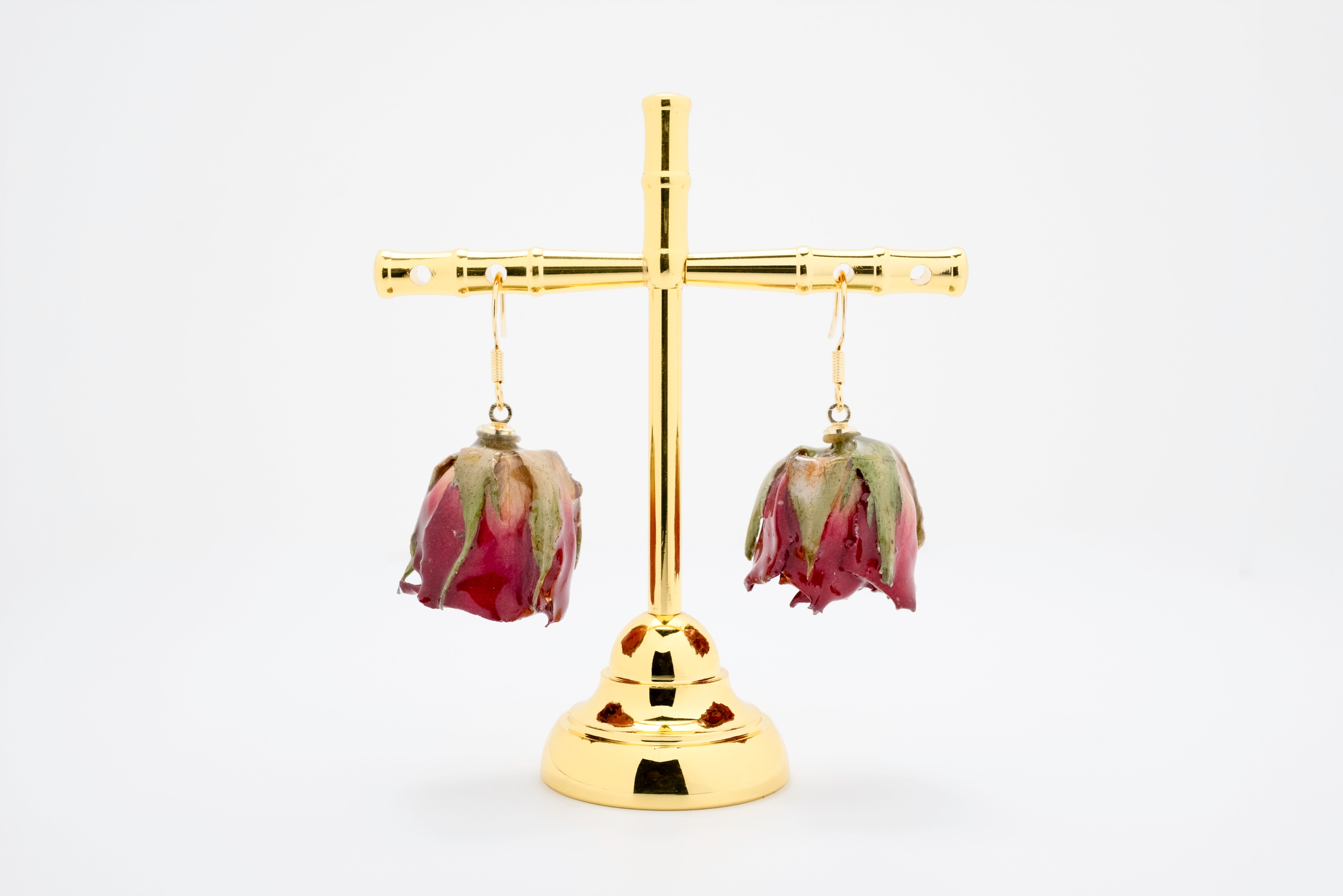 Eternal Bloom: Real Rosebud Resin Earrings