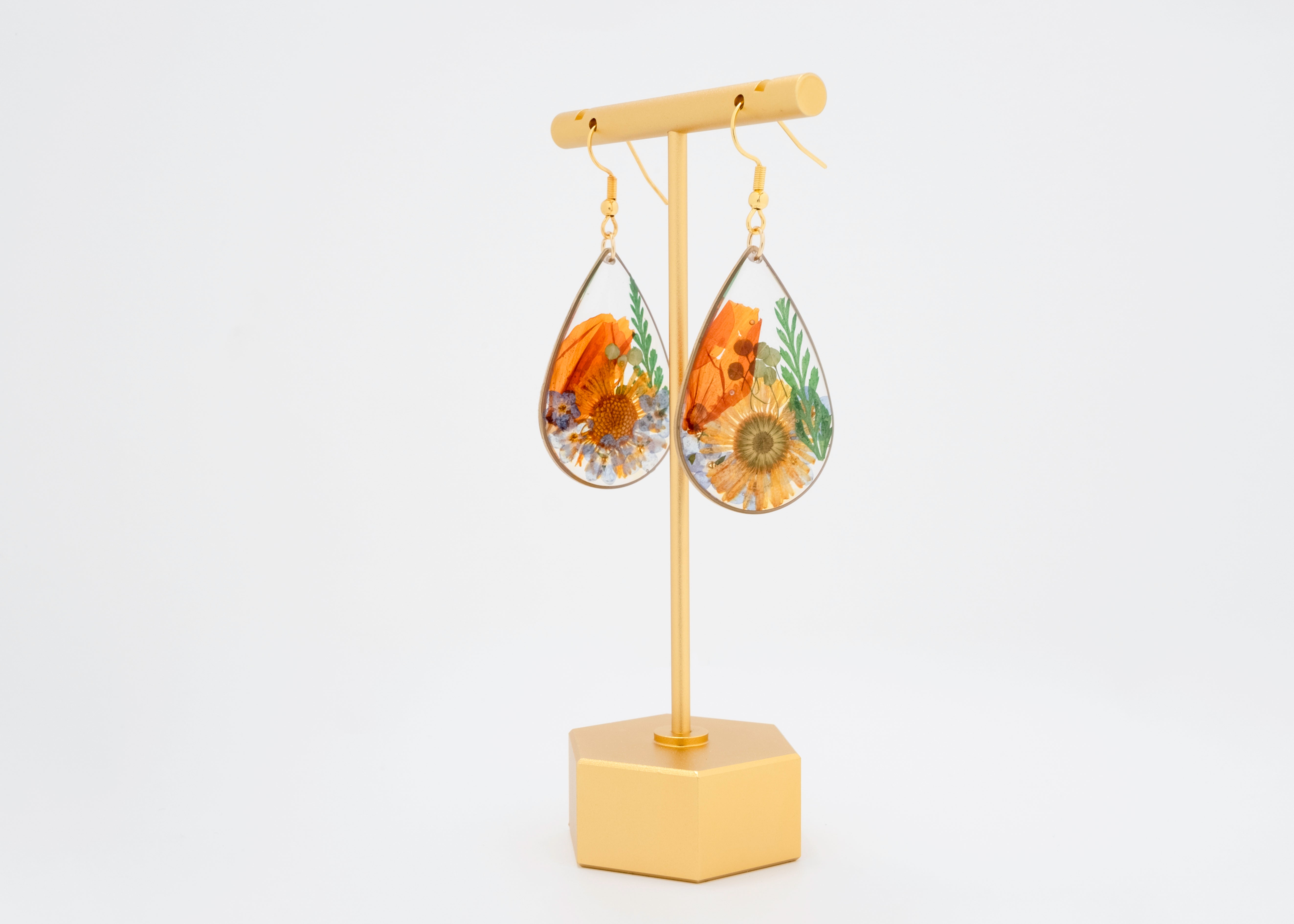 Sunfield Drops: Real Pressed Flower Resin Earrings