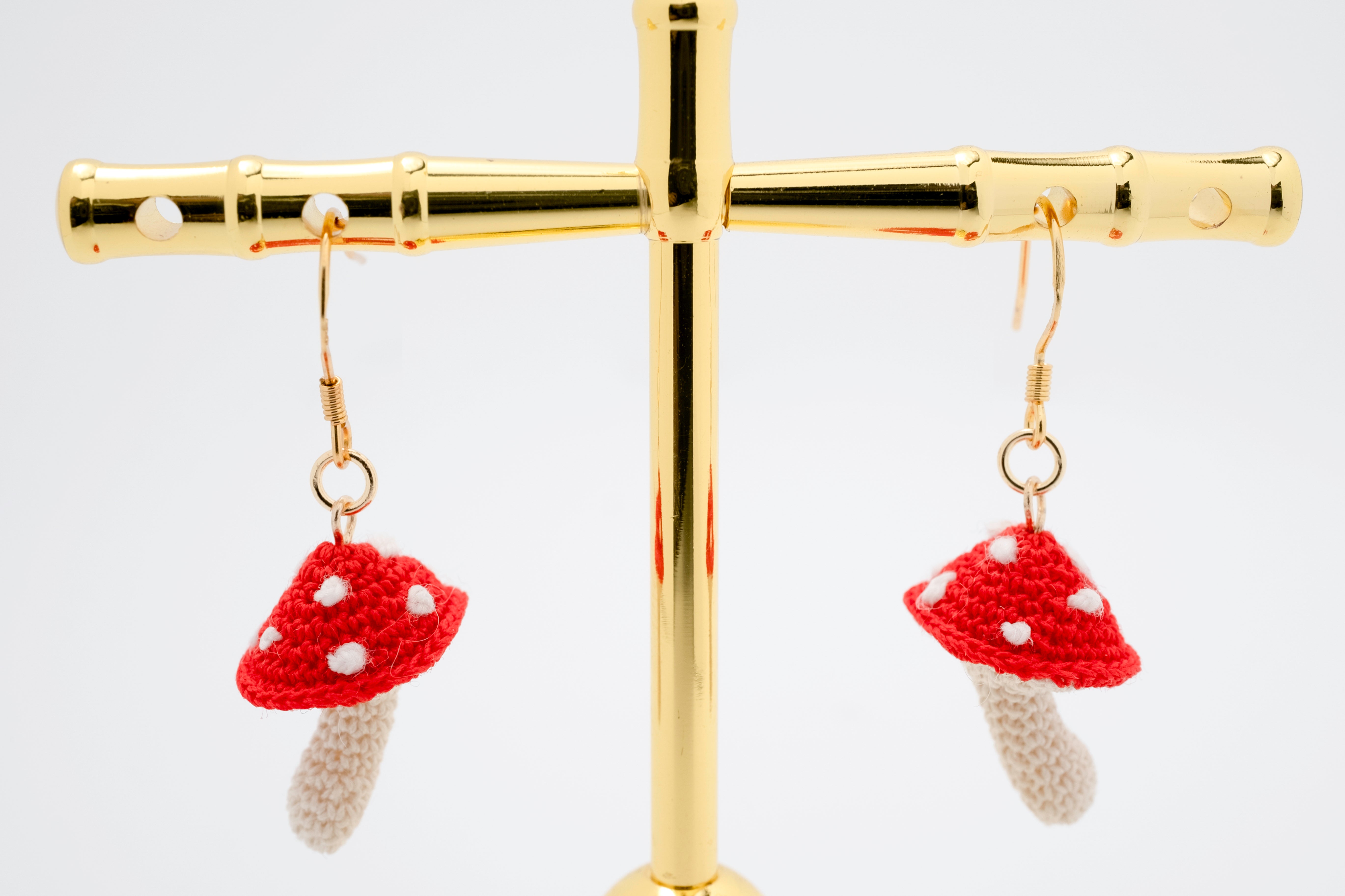 Forest Sprout: Hand-Crocheted Mushroom Earrings