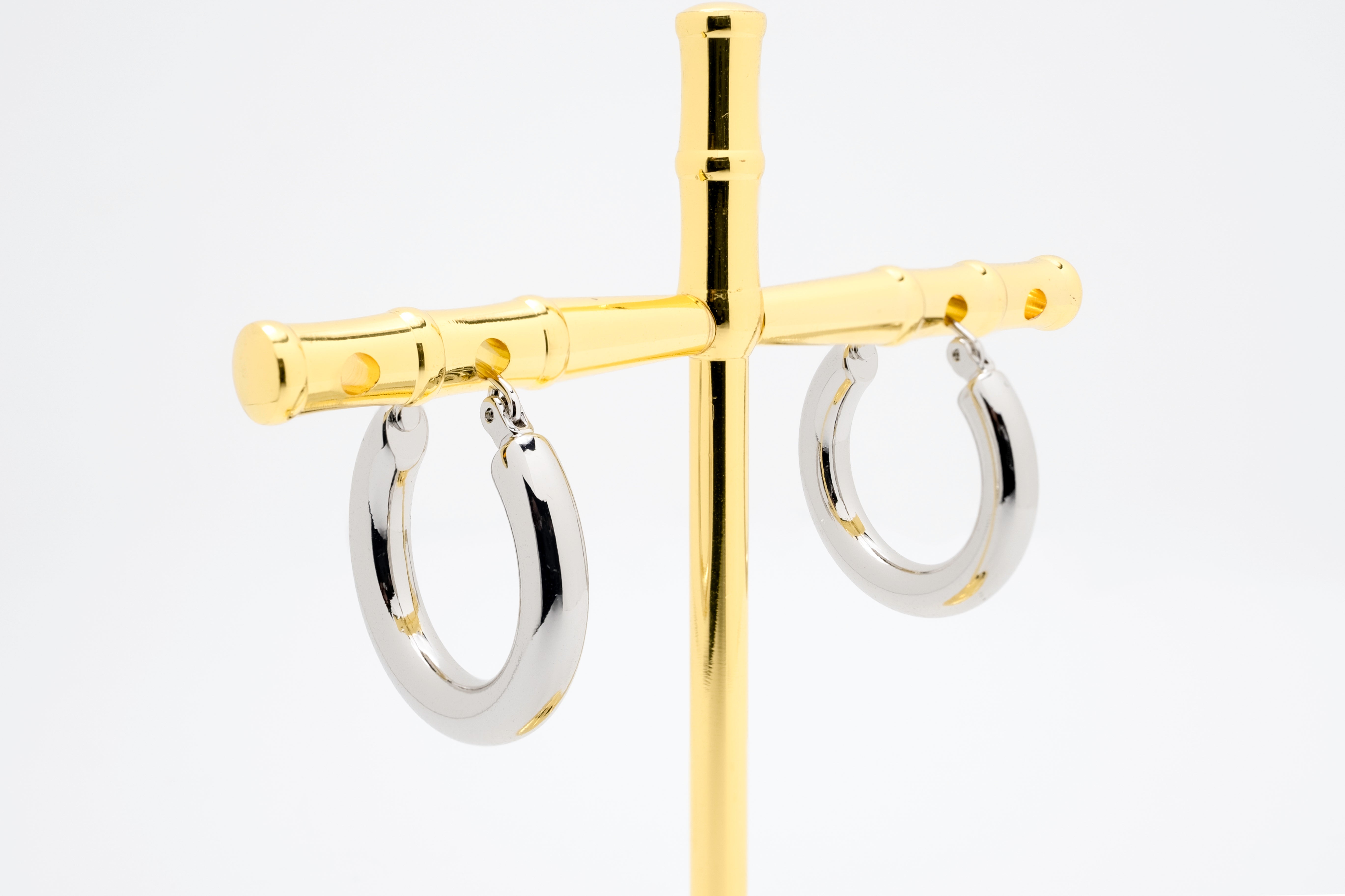 Lunar Loop:  Polished Silver Hoop Earrings