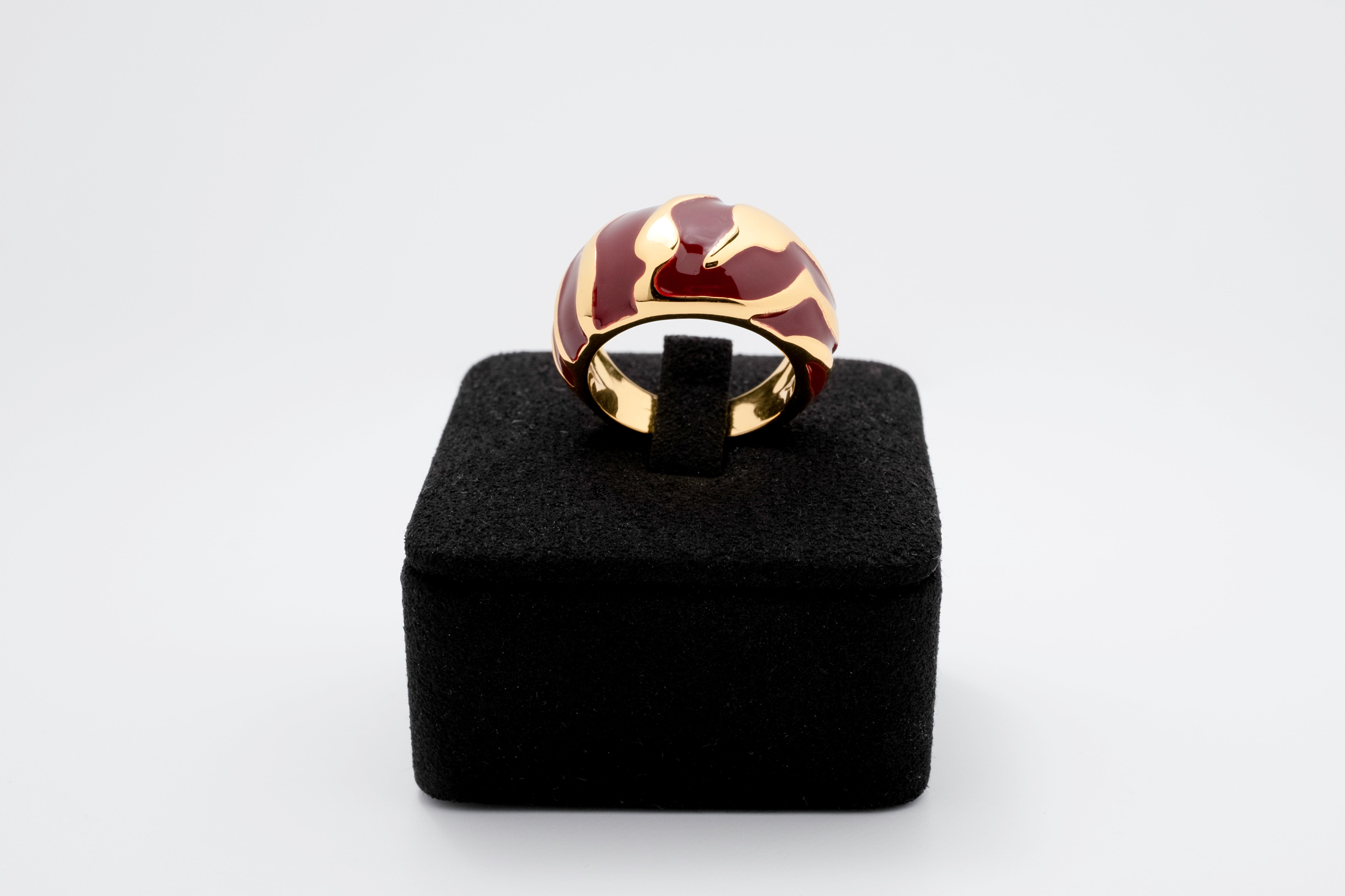 Molten Stripe: Gold & Enamel Statement Ring
