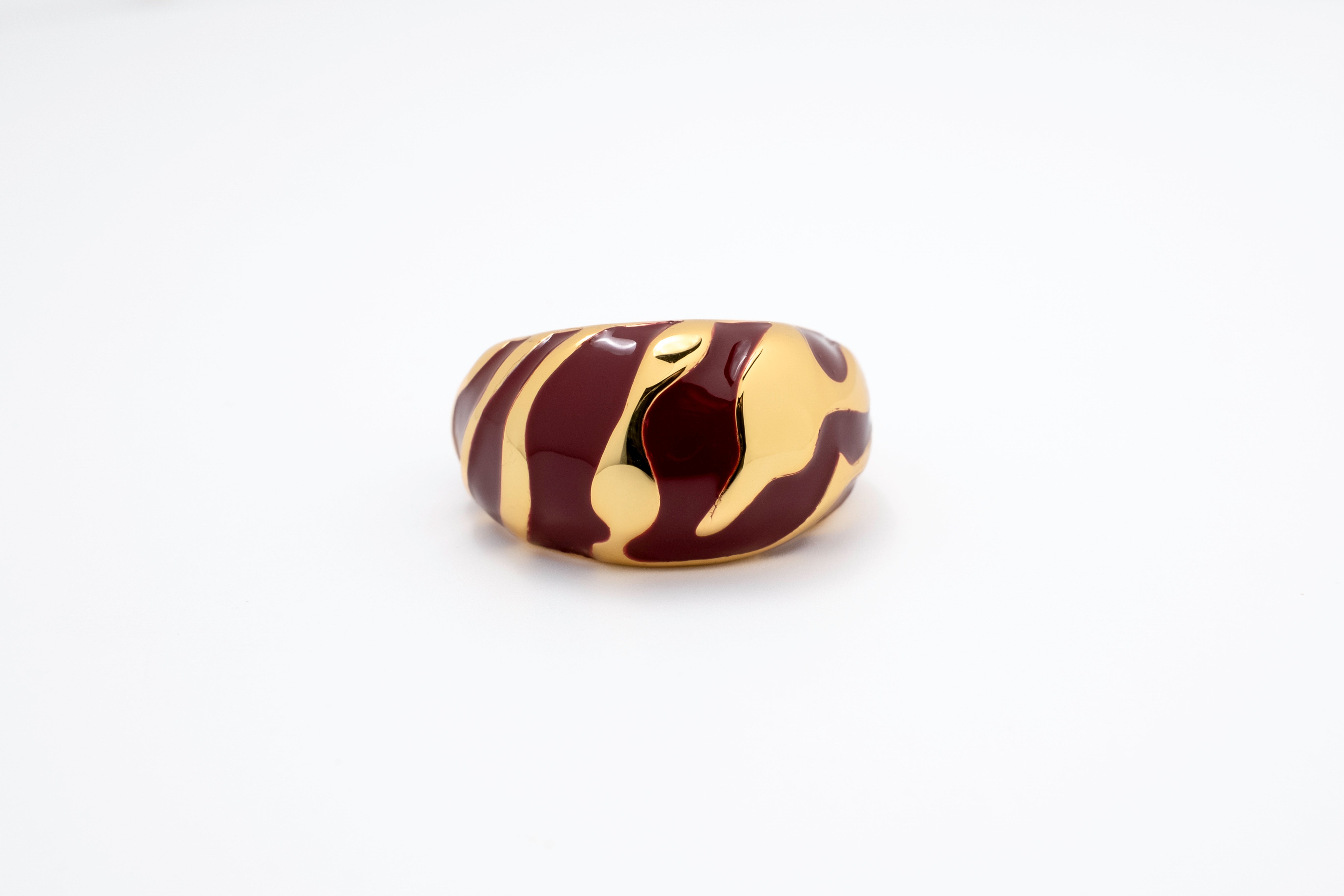 Molten Stripe: Gold & Enamel Statement Ring