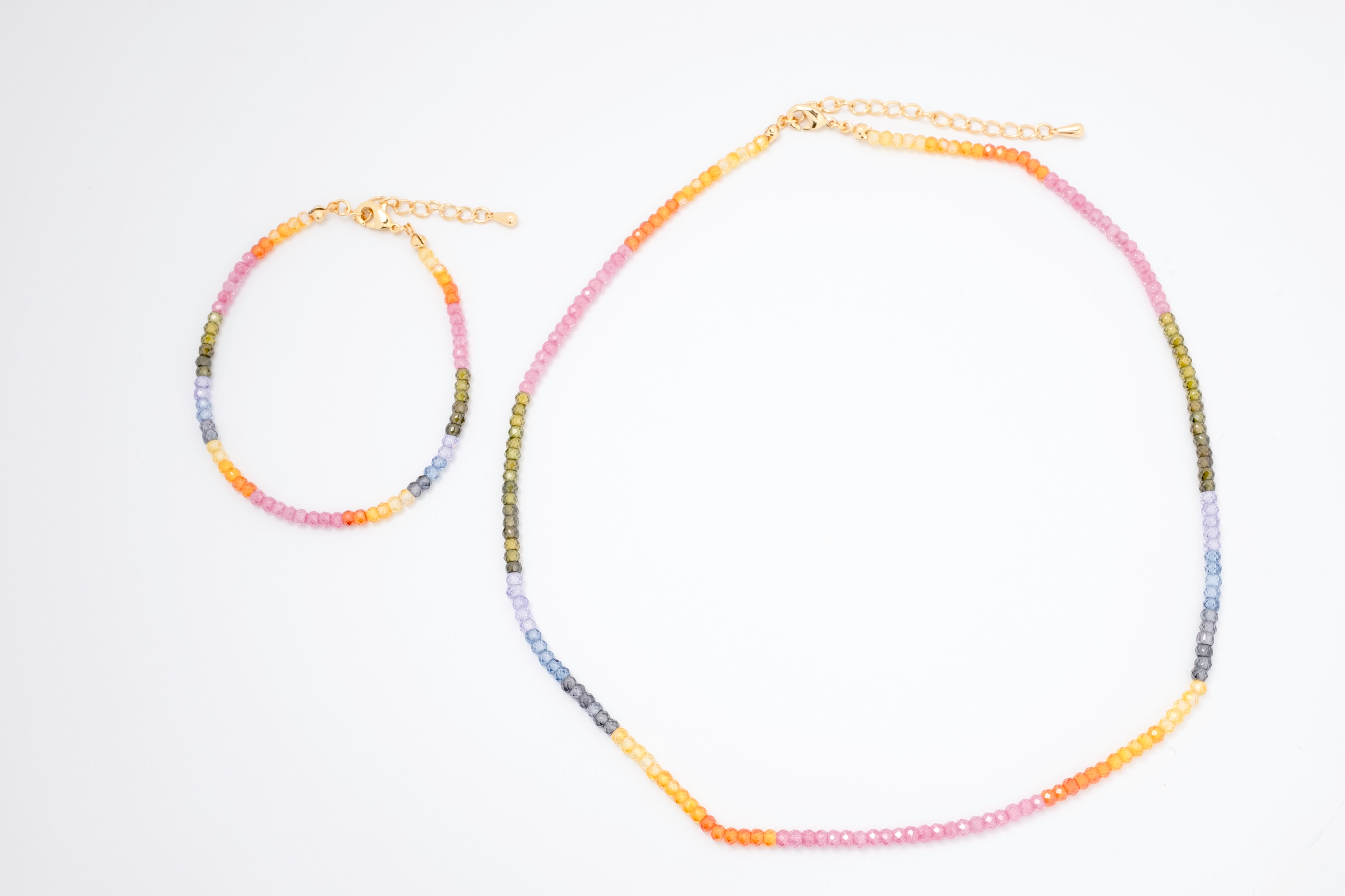 Rainbow Set – Rainbow Beaded Necklace & Bracelet Duo