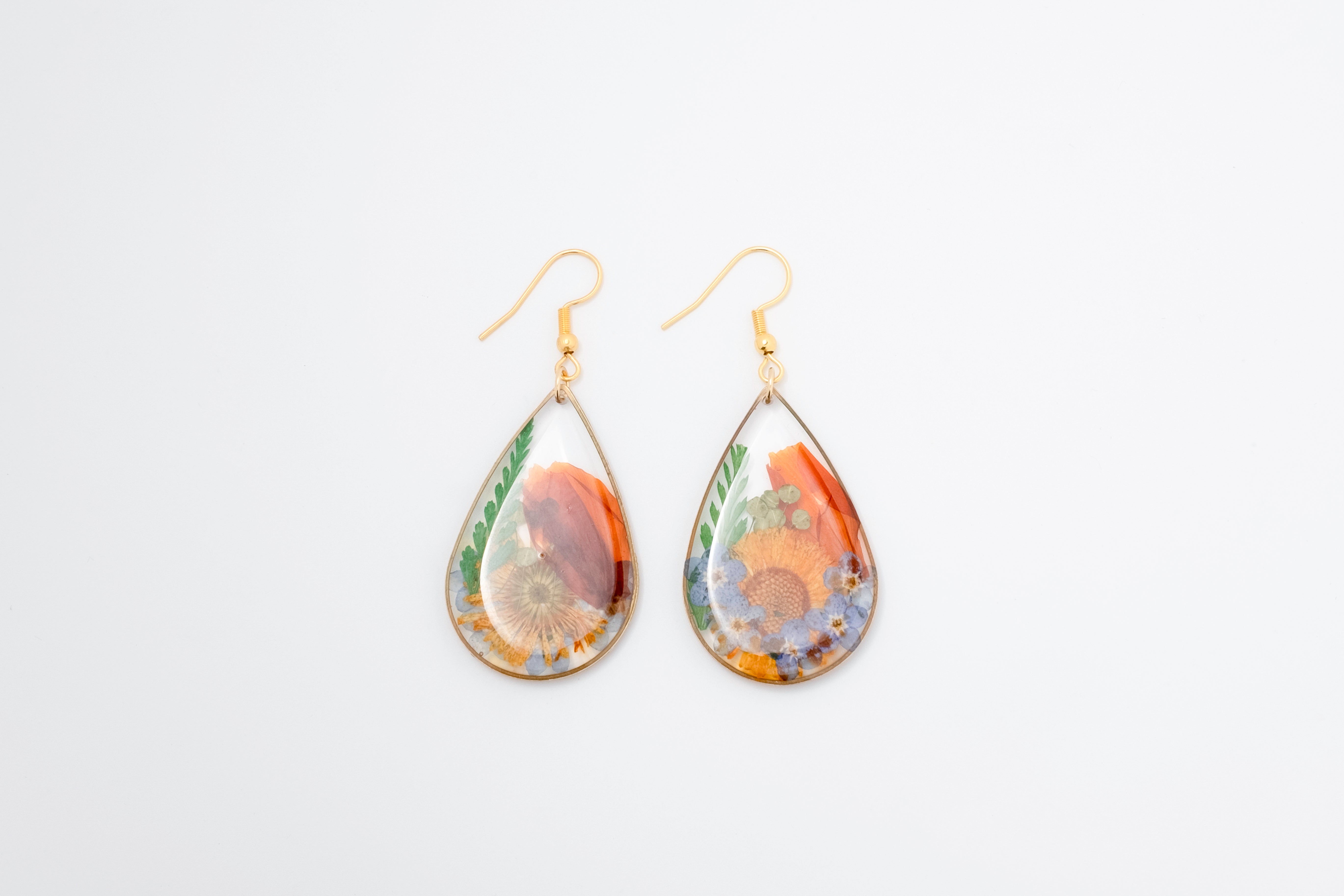 Sunfield Drops: Real Pressed Flower Resin Earrings