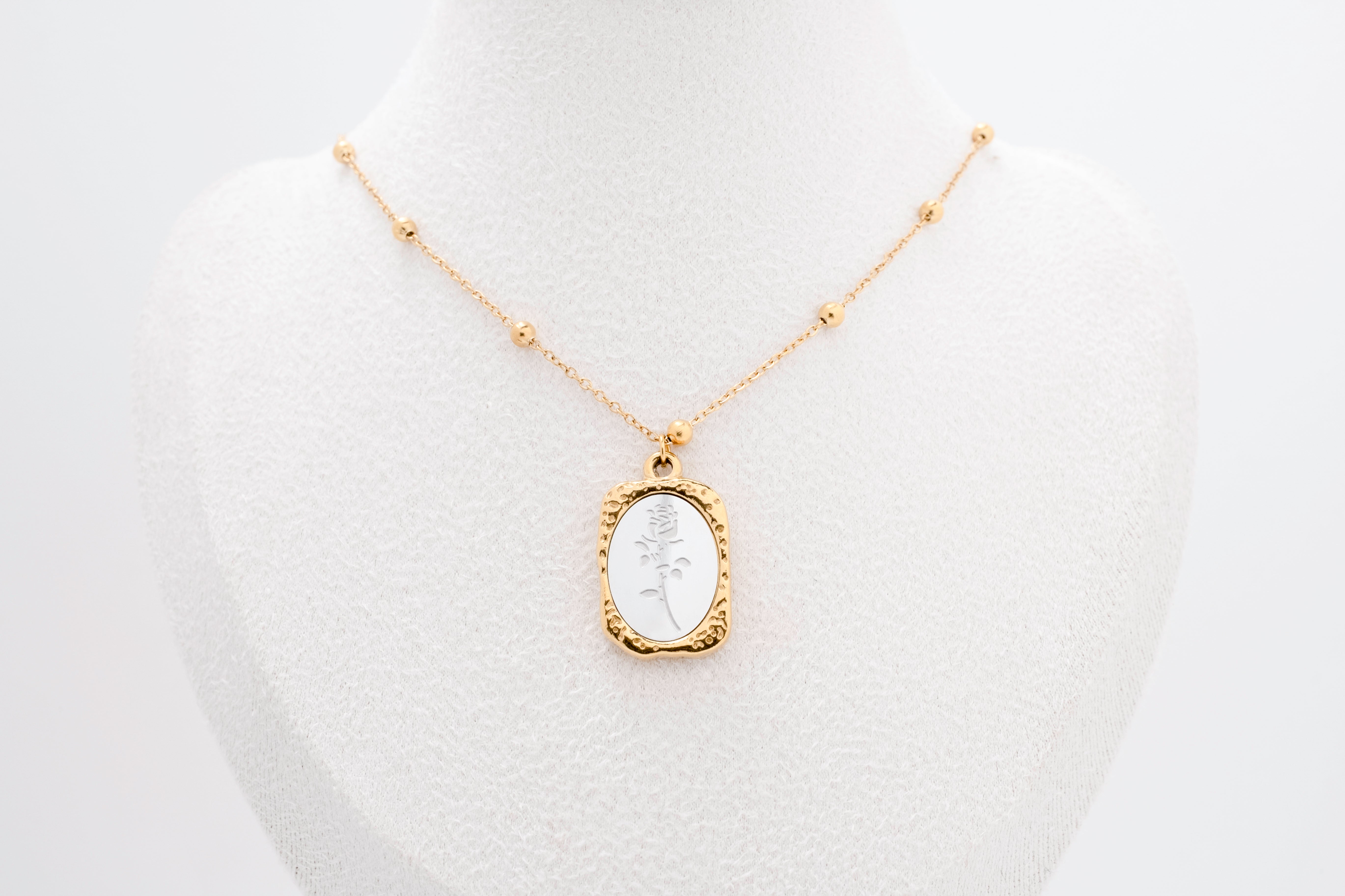 Enchanted Bloom: Gold Mirror Rose Pendant Necklace