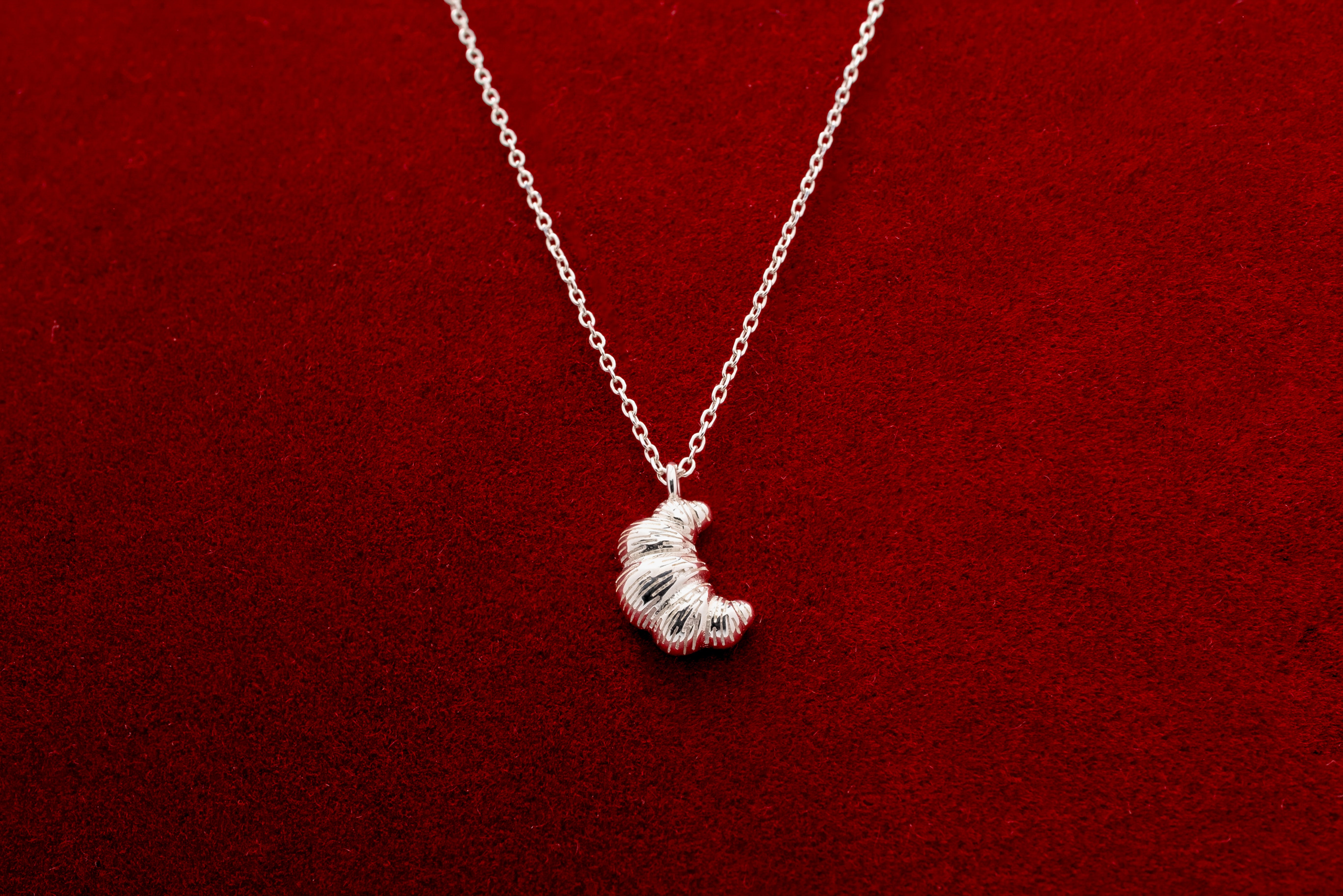 Flake & Gleam: Croissant-Inspired Necklace in Silver